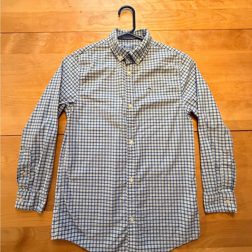 Vineyard Vines Blue and White Plaid Shirt